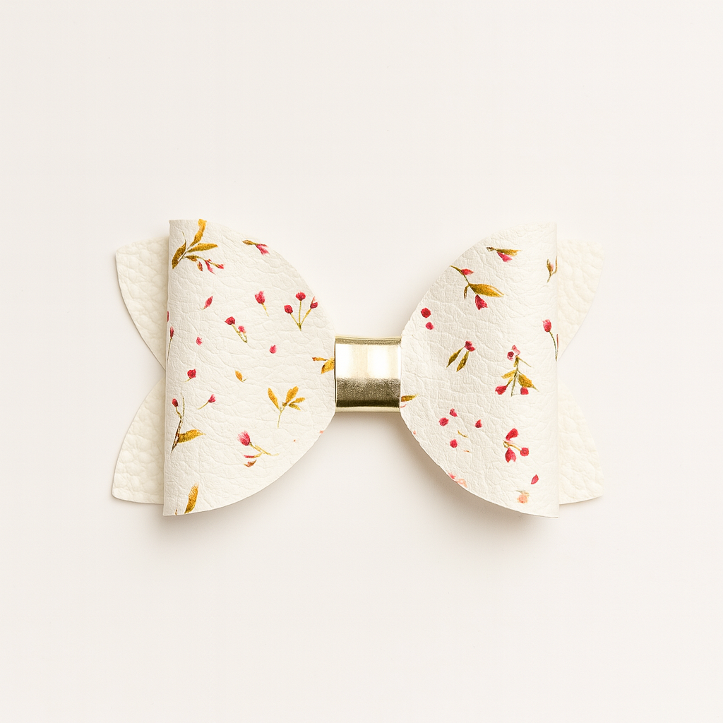 White Floral Bow