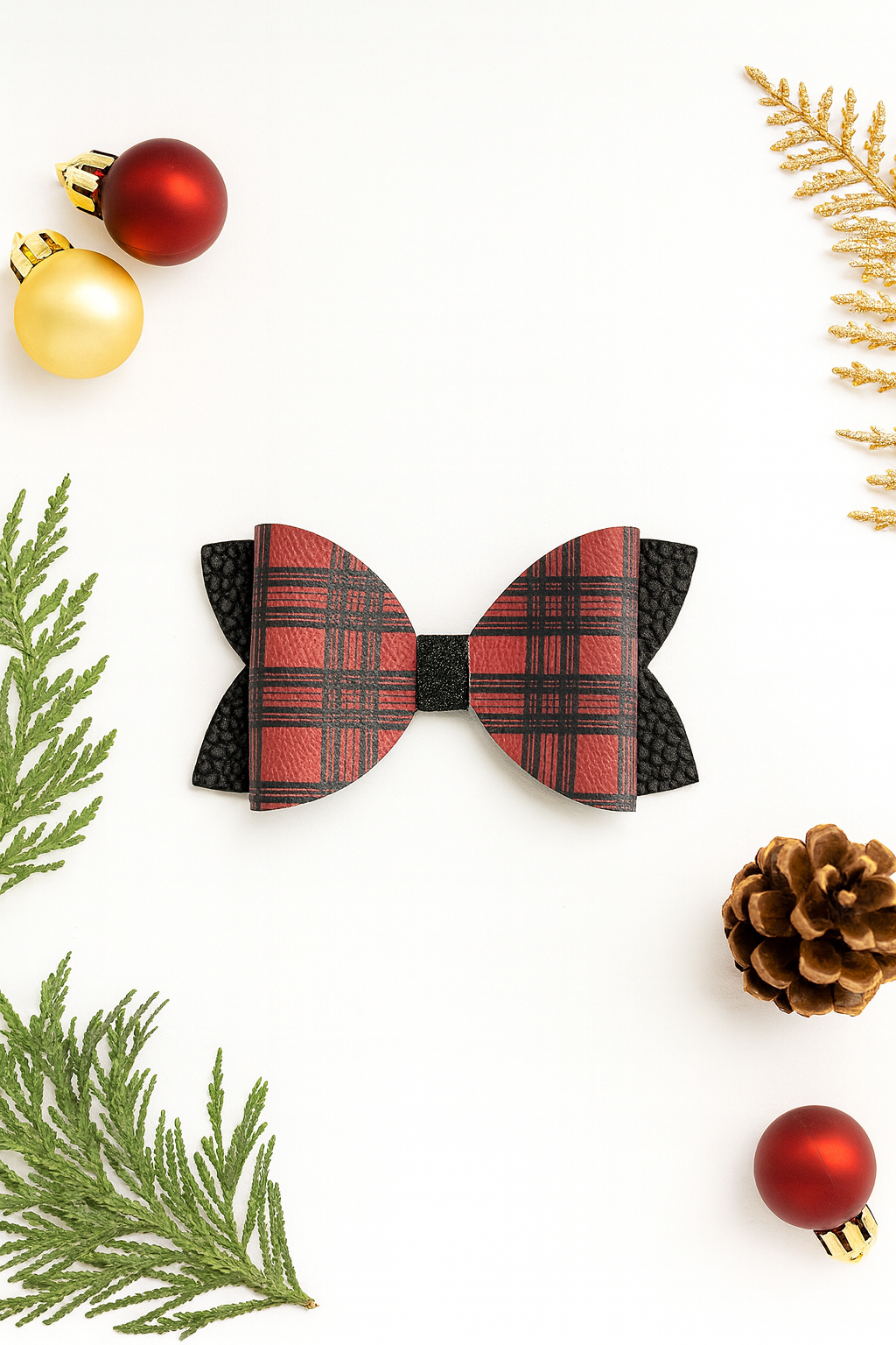 Red and Black Tartan Bow