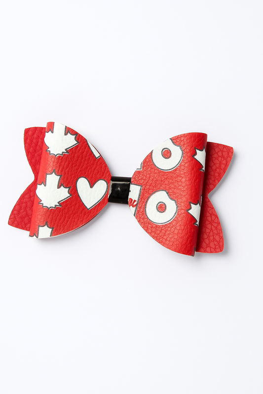 Red and White Donut Bow