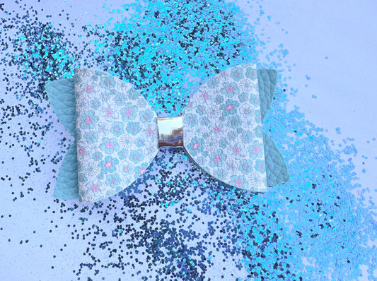 Blue Floral Bow